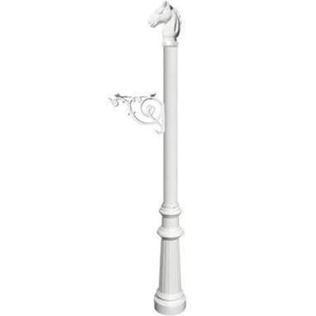 Grandoldgarden Support Bracket Post System with Fluted Base & Horsehead Finial - White GR3727828